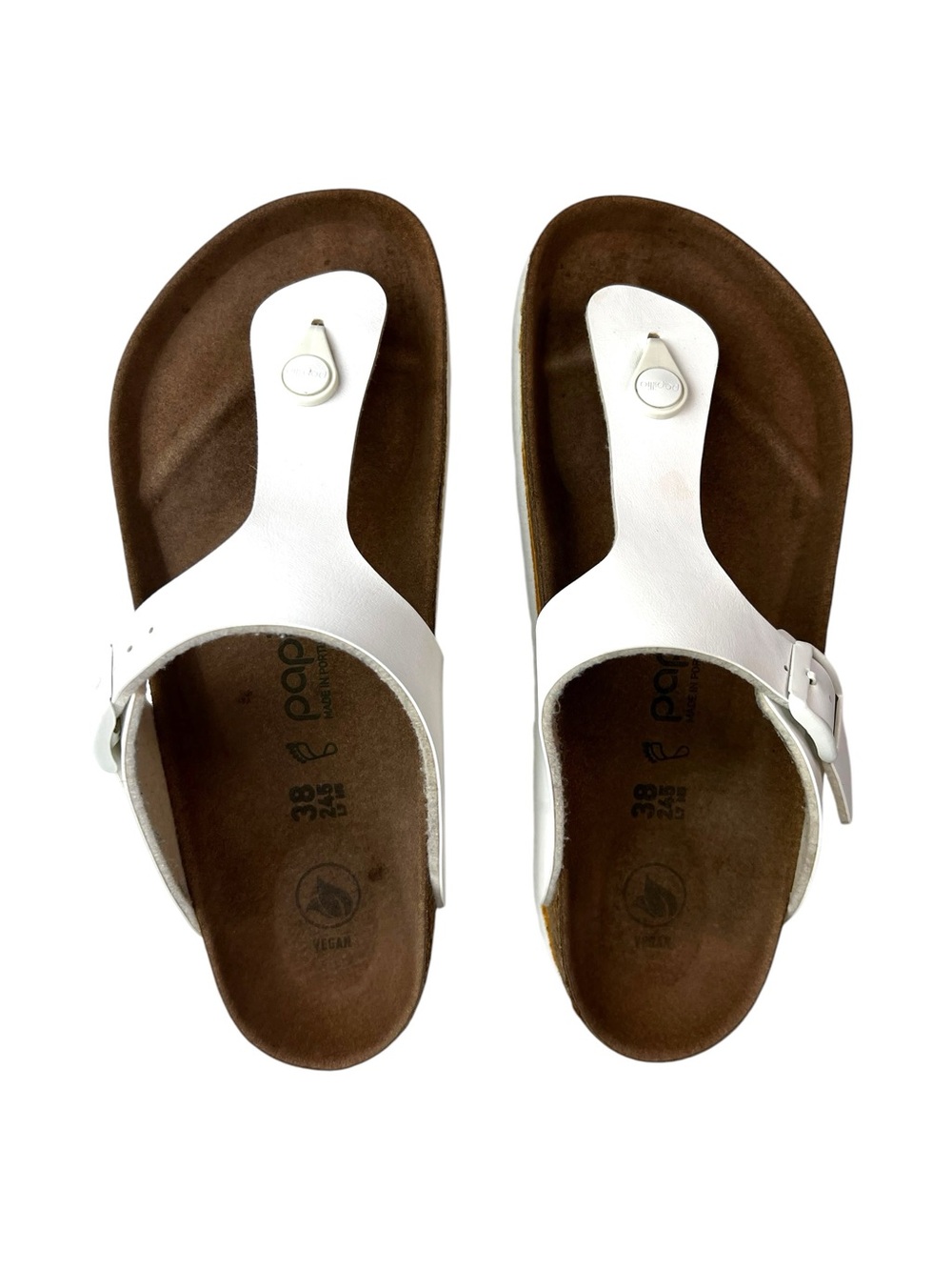 Papillio Birkenstock Vegan Gizeh Platform White Sandals EU 38 Narrow Shoes